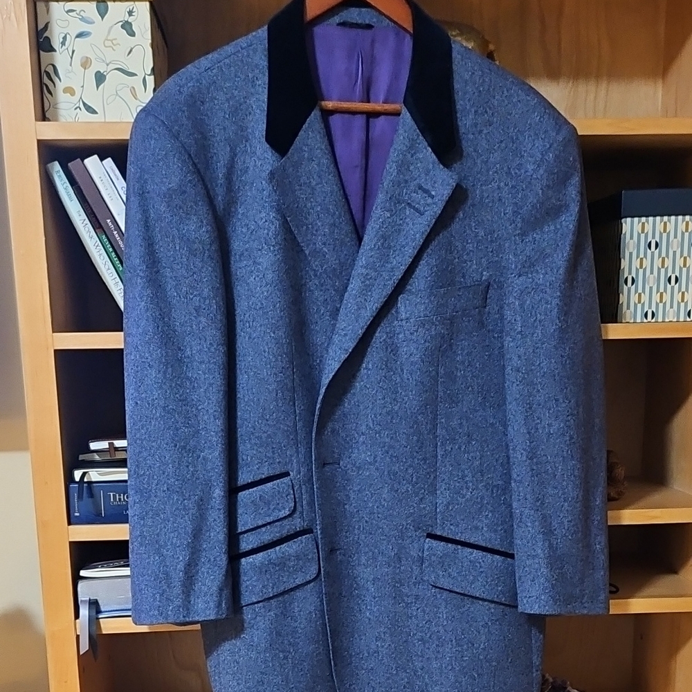 Paul Smith Men's Blue Blazer with Black Accents